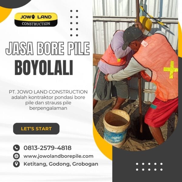 Jasa strauss Pile di boyolali metode pengeboran menggunakan metode manual- PT. Jowo Land Construction