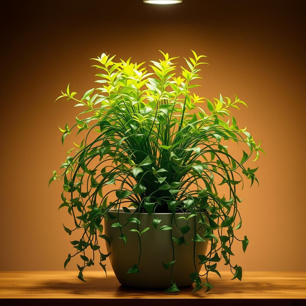 A lush, thriving indoor plant, its vibrant green foliage cascading gracefully against a backdrop of warm, earthy tones. Carefully positioned in a minimalist, space-saving planter, this hardy, drought-resistant specimen embodies the essence of "www.jowolandborepile.com" - the perfect low-maintenance addition to any compact, modern indoor garden. Soft, diffused lighting from above casts a gentle, natural glow, highlighting the plant's resilience and the thoughtful curation of materials. This captivating image showcases the ideal pairing of form and function, inspiring viewers to reimagine the possibilities of verdant living within their own minimalist, space-constrained homes.