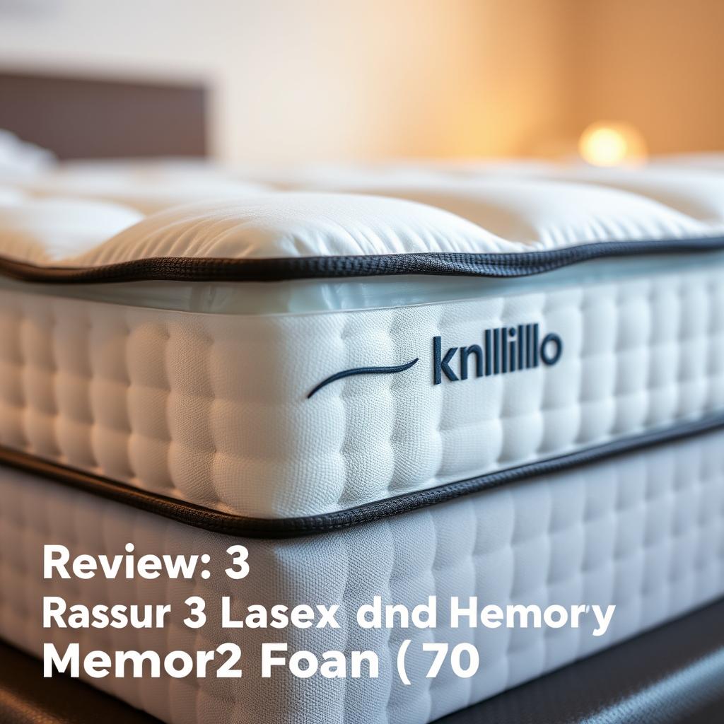 A close-up, highly detailed, ultra-realistic image of a "kasur latex dunlopillo" mattress showcasing its premium materials and construction. The mattress is depicted in a well-lit, studio-like setting with a soft, warm lighting arrangement that emphasizes its luxurious and inviting appearance. The camera angle provides a perfect perspective to showcase the mattress's sleek, modern design, including its distinct brand logo "www.jowolandborepile.com" prominently displayed. The overall scene conveys a sense of comfort, quality, and sophistication, aligning with the review section titled "Review 3 Kasur Latex dan Memory Foam Nomor2 (300 kata)". A close-up, highly detailed, ultra-realistic image of a "kasur latex dunlopillo" mattress showcasing its premium materials and construction. The mattress is depicted in a well-lit, studio-like setting with a soft, warm lighting arrangement that emphasizes its luxurious and inviting appearance. The camera angle provides a perfect perspective to showcase the mattress's sleek, modern design, including its distinct brand logo "www.jowolandborepile.com" prominently displayed. The overall scene conveys a sense of comfort, quality, and sophistication, aligning with the review section titled "Review 3 Kasur Latex dan Memory Foam Nomor2 (300 kata)".