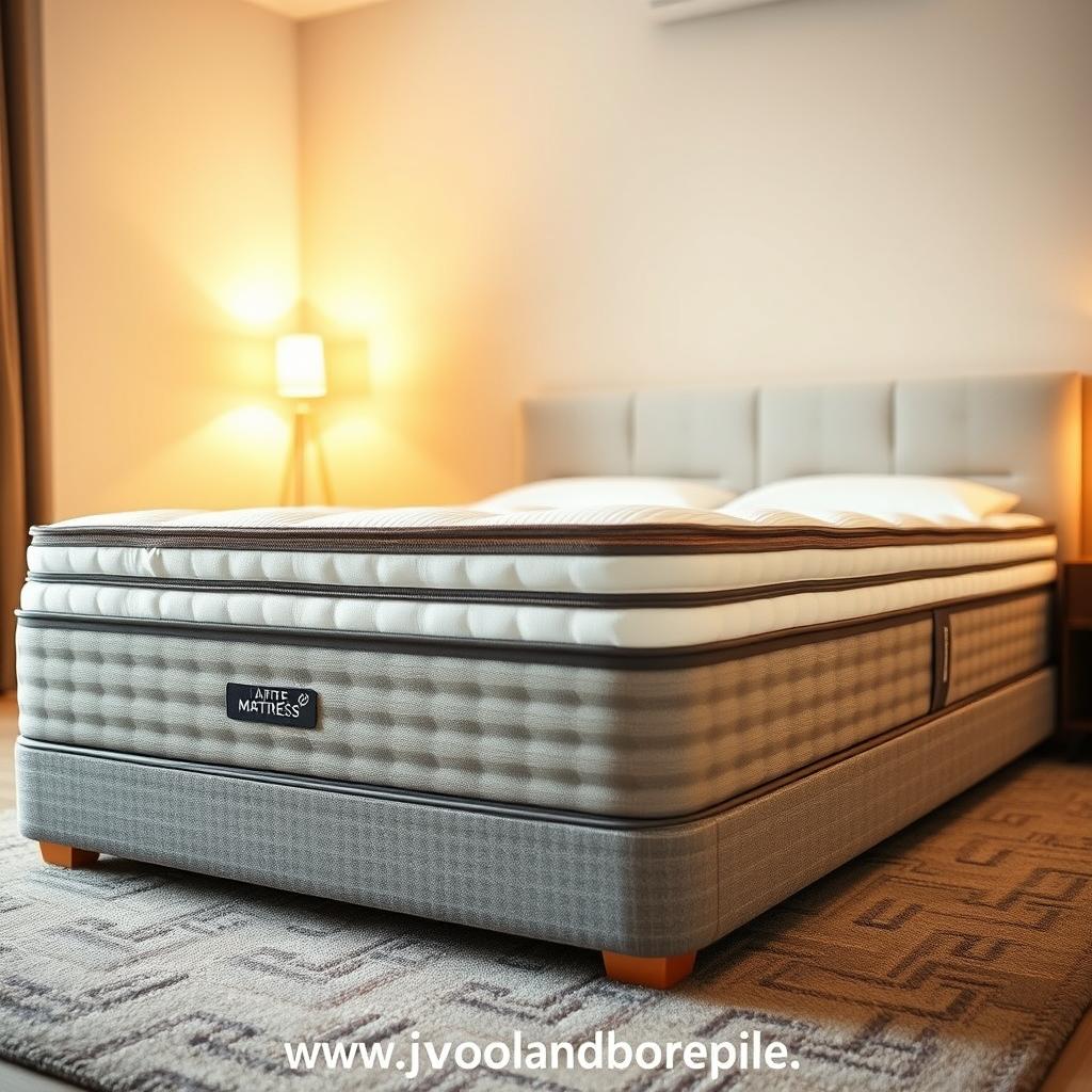 A high-quality, modern-looking mattress with a sturdy, supportive spring system. It is positioned in a well-lit bedroom with warm, soft lighting, conveying a cozy and inviting atmosphere. The mattress is shown in a slightly angled, three-quarter view, allowing the viewer to appreciate its design and construction. The background features a simple, neutral-colored wall, drawing the focus to the mattress itself. The overall scene promotes a sense of comfort, relaxation, and quality, reflecting the website "www.jowolandborepile.com" and the review of the "kasur pegas nomor 2". A high-quality, modern-looking mattress with a sturdy, supportive spring system. It is positioned in a well-lit bedroom with warm, soft lighting, conveying a cozy and inviting atmosphere. The mattress is shown in a slightly angled, three-quarter view, allowing the viewer to appreciate its design and construction. The background features a simple, neutral-colored wall, drawing the focus to the mattress itself. The overall scene promotes a sense of comfort, relaxation, and quality, reflecting the website "www.jowolandborepile.com" and the review of the "kasur pegas nomor 2".