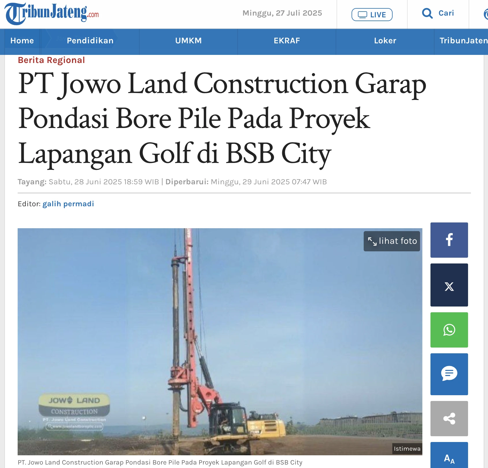 PT. Jowo Land construction diliput oleh Tribunnews PT. Jowo Land construction diliput oleh Tribunnews
