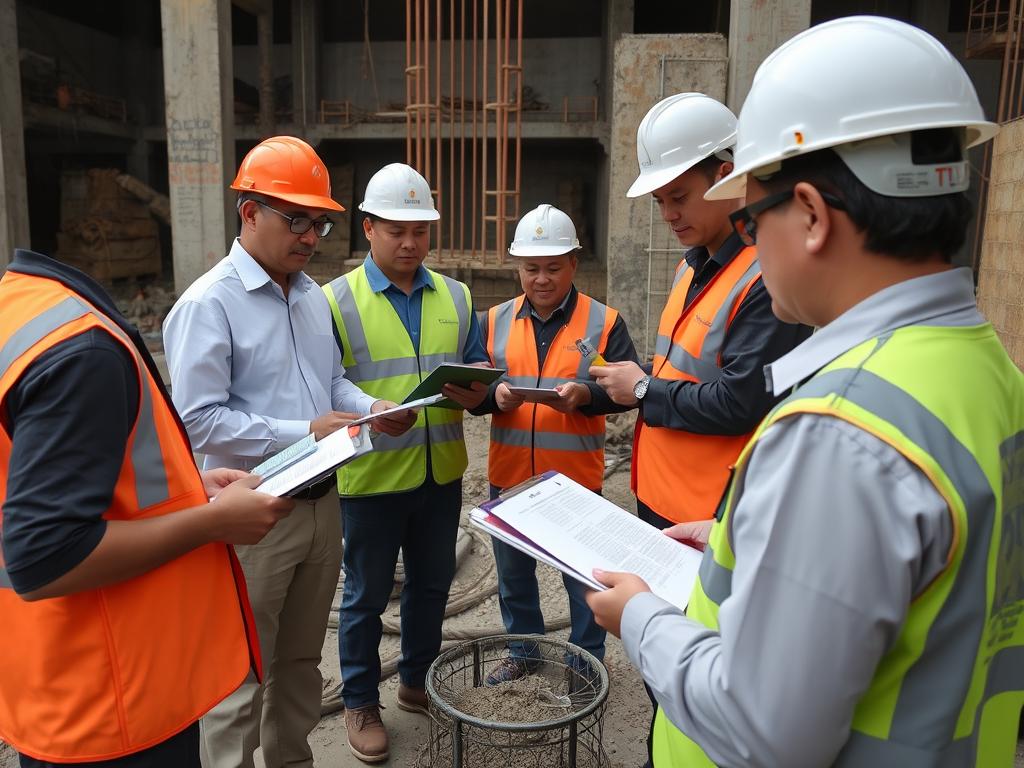 Tim profesional PT. Jowo Land Construction melakukan pengawasan kualitas bore pile